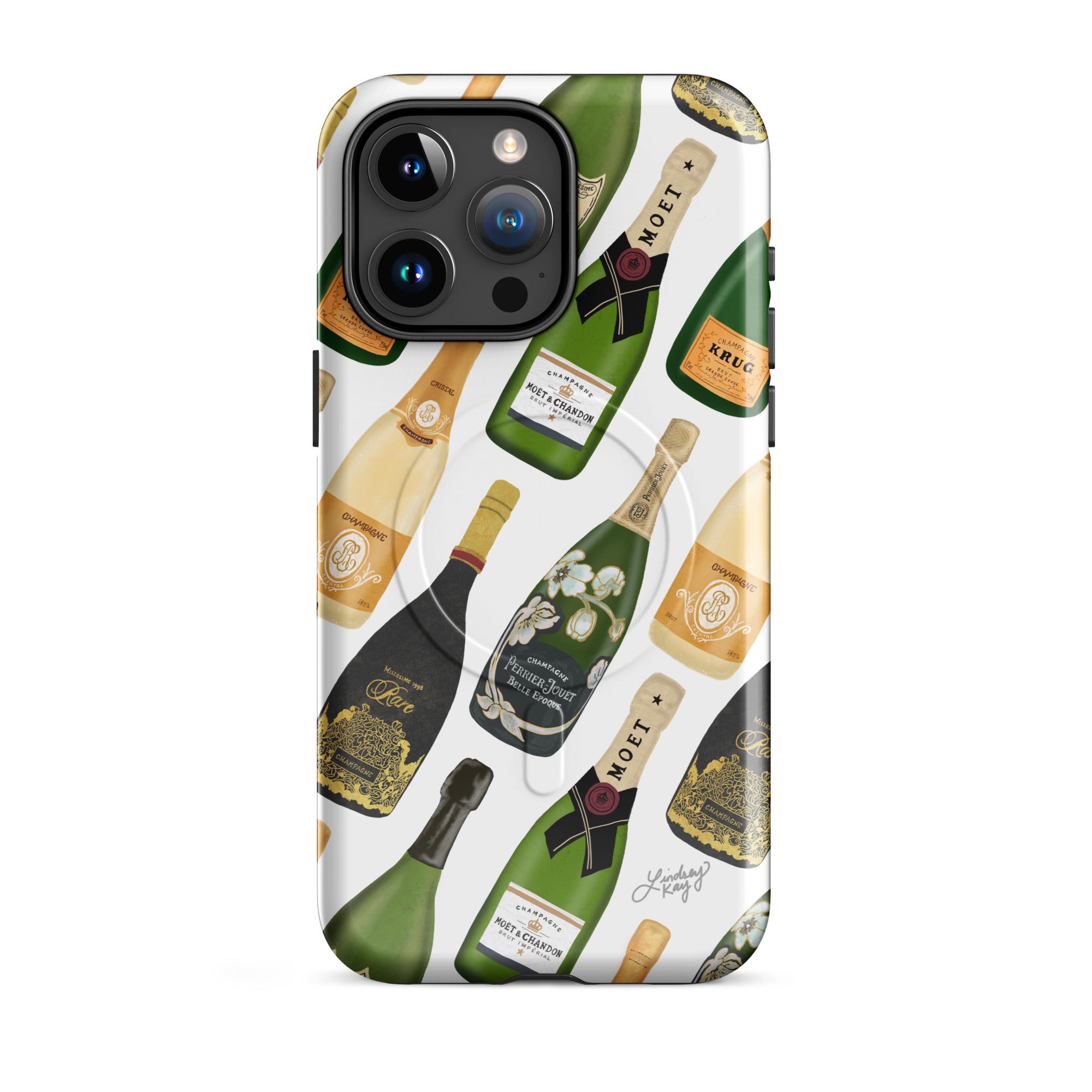 champagne bottles iPhone Magsafe Case clear phone case durable mobile accessories hand-drawn pattern lindsey kay collective trendy cute gift