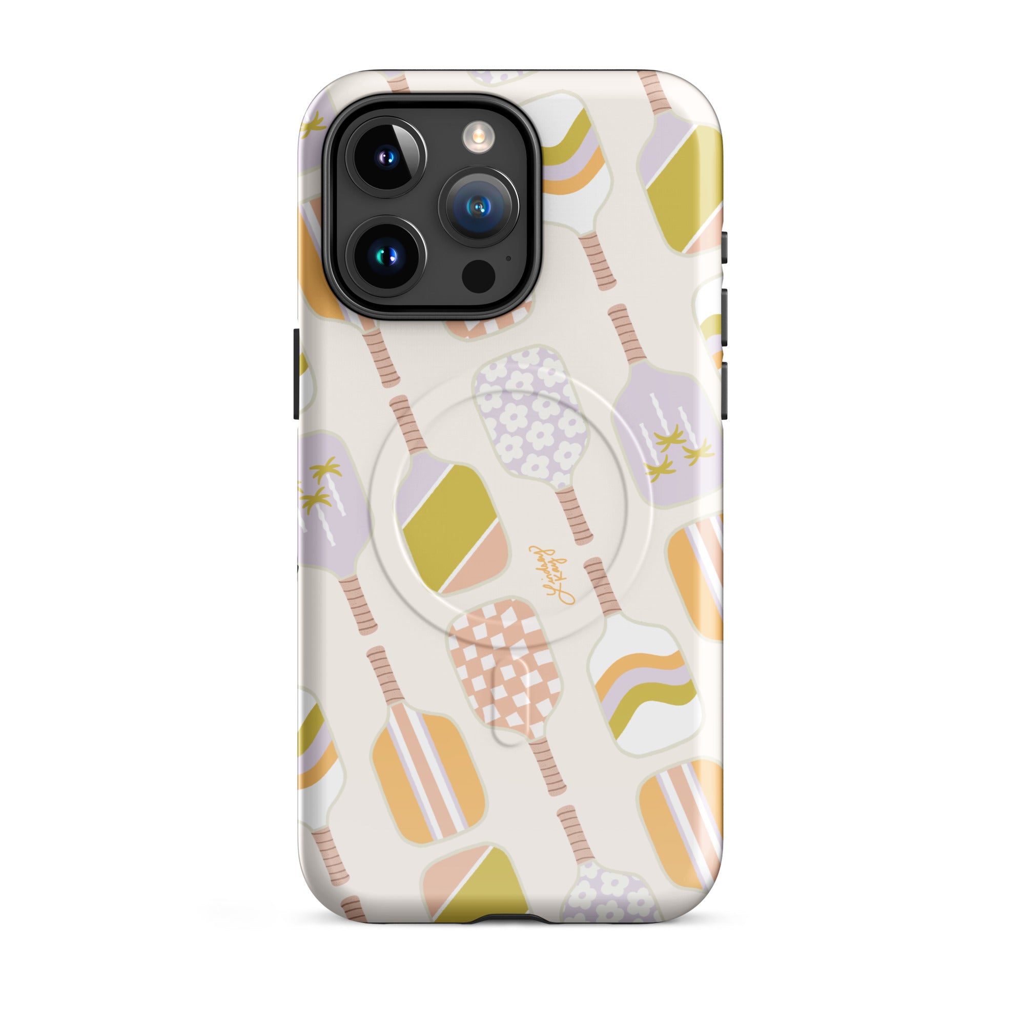 Pickleball Paddles pastel illustration pattern iphone magsafe iphone case protective durable retro mobile accessories pickle ball trendy lindsey kay collective iphone 16 pro max