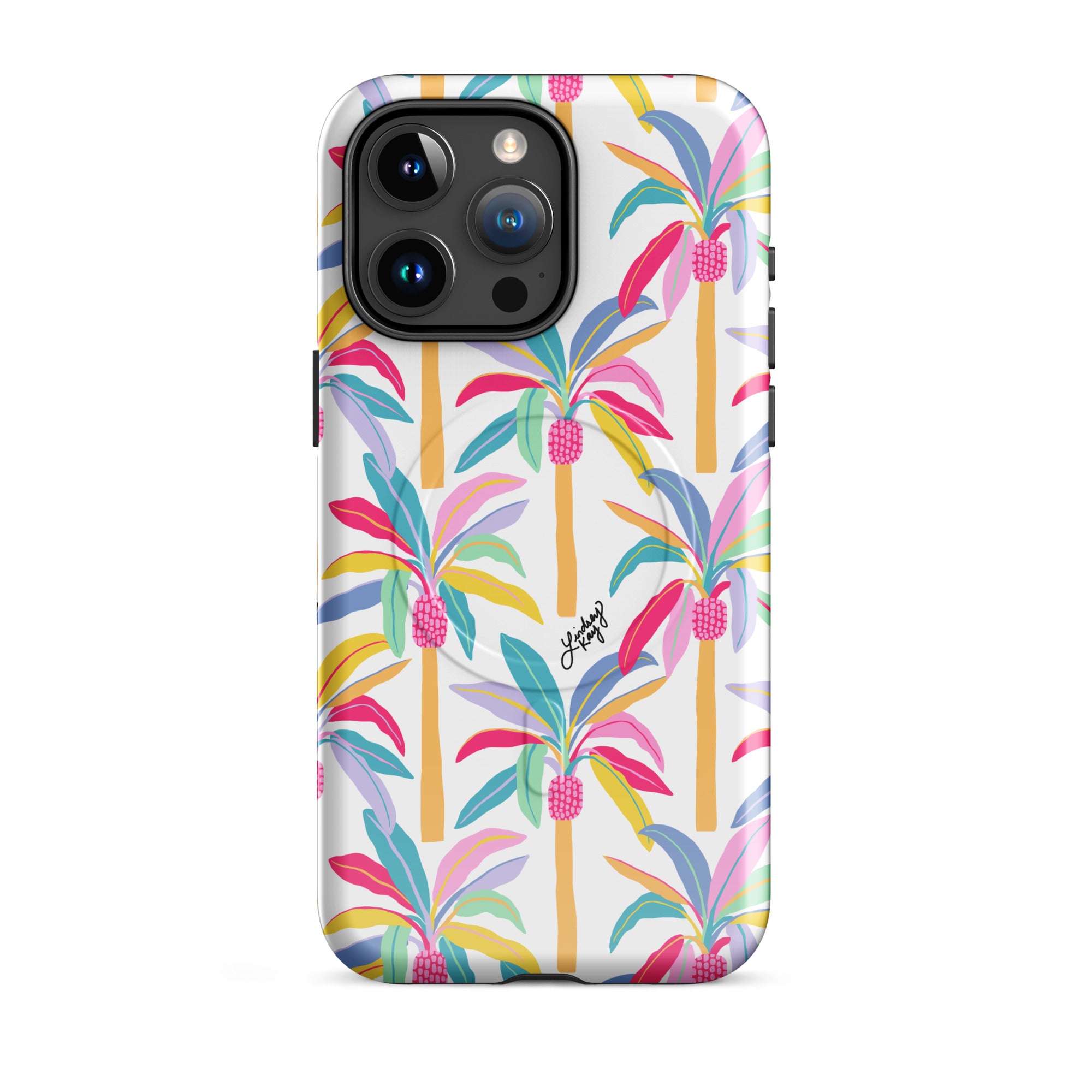 Palm tree magesafe iphone case in pastel colors
