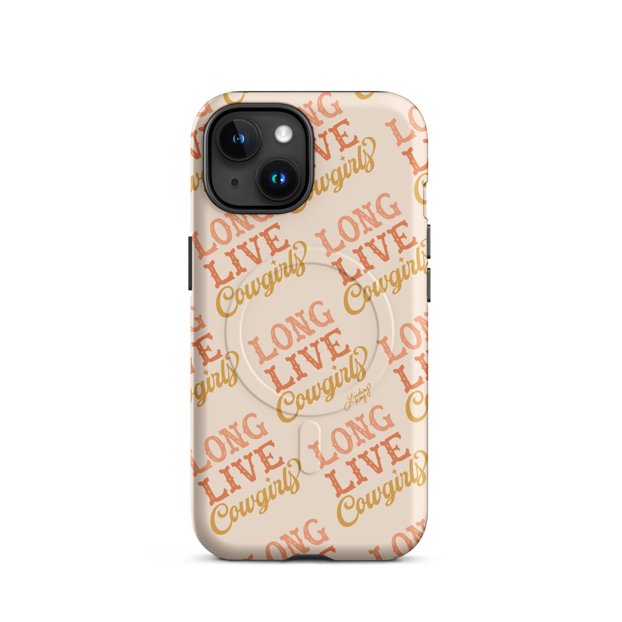 Long live cowgirls Magsafe Case tough phone case durable mobile accessories neutral two tone hand-drawn pattern lindsey kay collective trendy cute gift western colorful popular