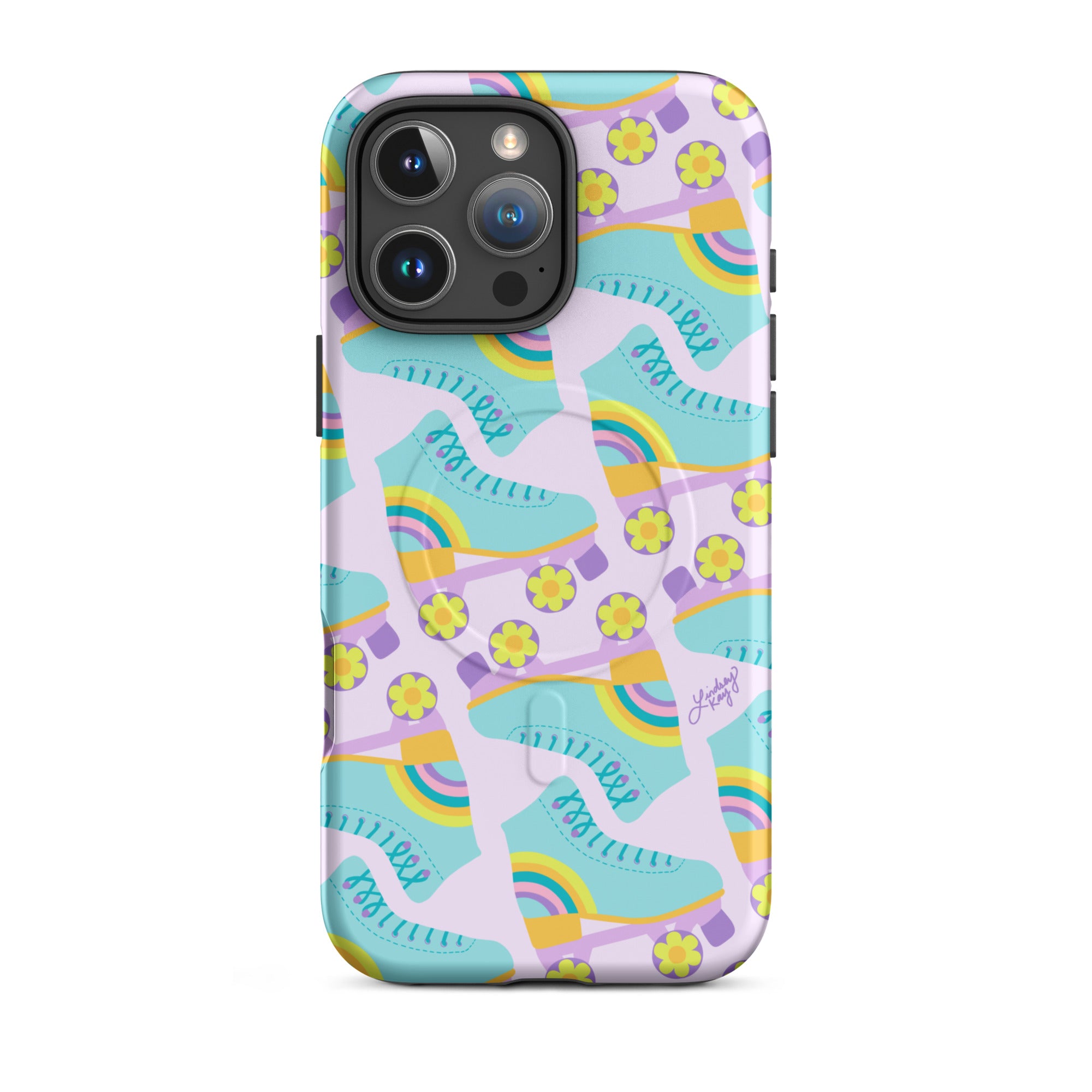 retro roller skates patterned iphone magsafe case cover protective mobile accessories durable cute trendy retro girly preppy lindsey kay collective