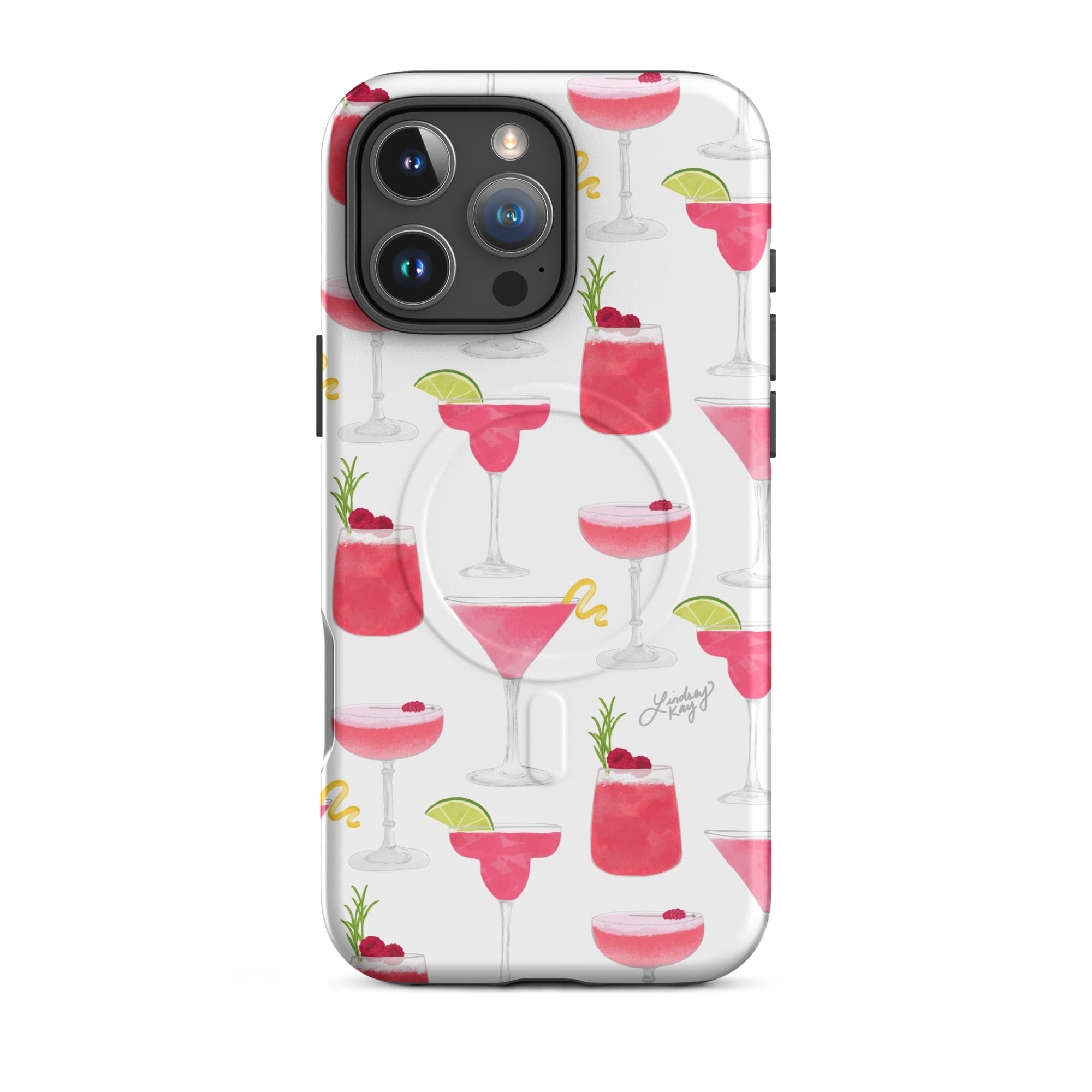 pink cocktails summer vibey magsafe iphone phone case cover durable tough cute trendy vacation girly preppy trendy lindsey kay collective