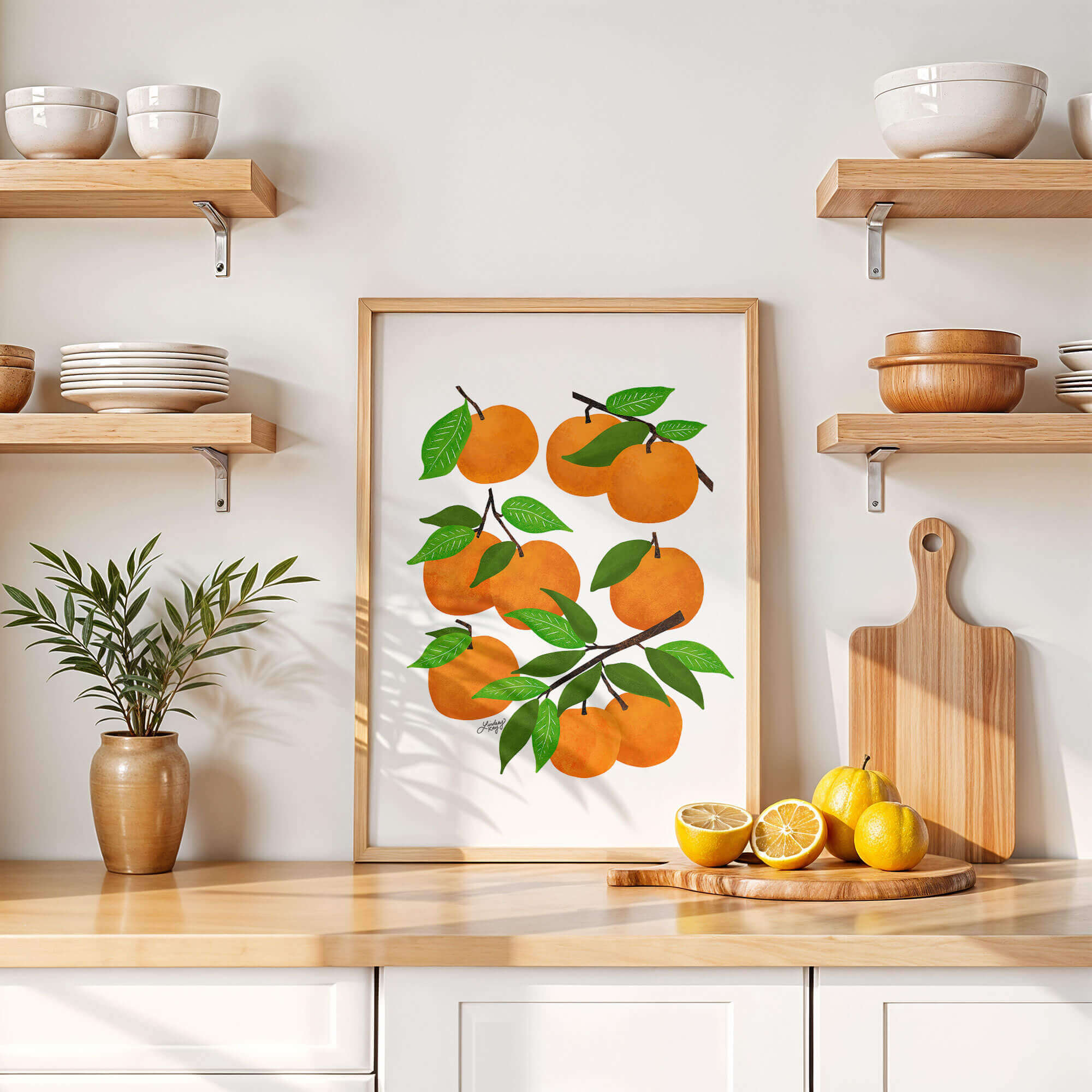 Collage d’illustrations d’oranges - Tirage d’art