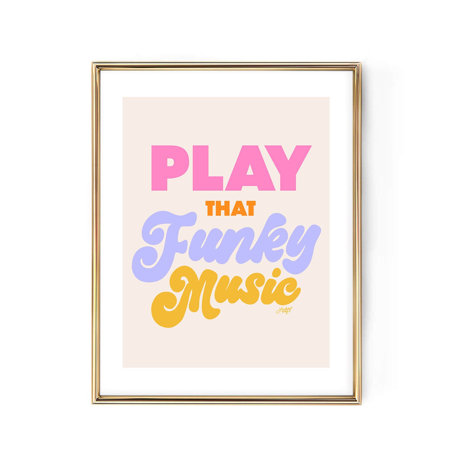 Bring the groove home with this hand-lettered Play That Funky Music art print – available in sizes 5x7 to 24x36. Perfect for gallery walls, bar carts, or any retro-loving music fan.