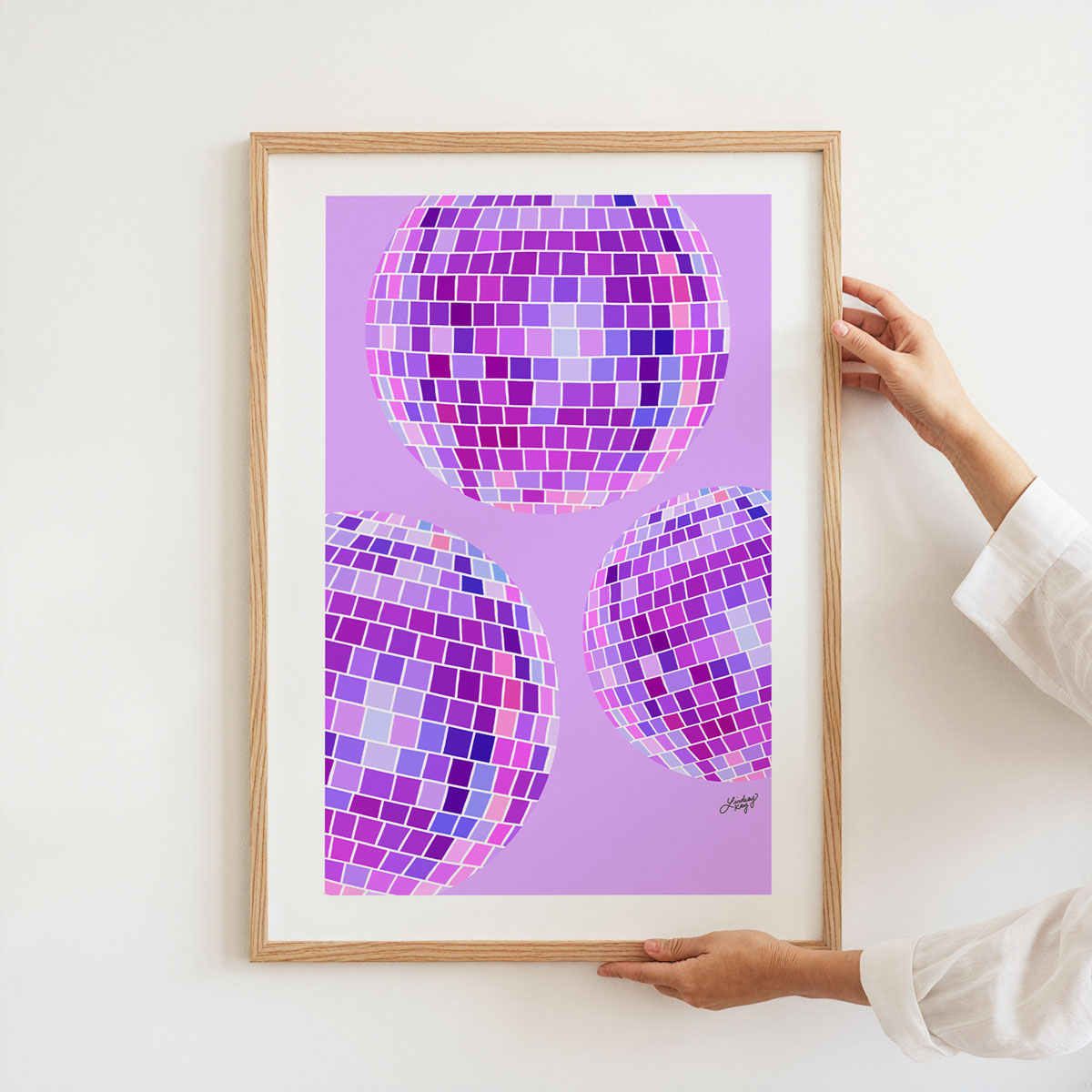 Ilustración de bolas de discoteca (paleta púrpura) - Impresión de arte
