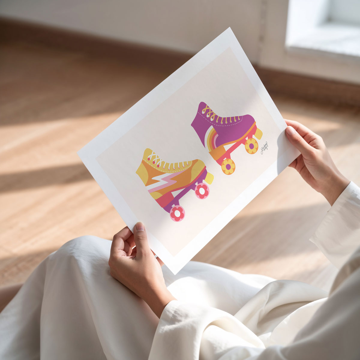 Retro Roller Skates Illustration - Art Print