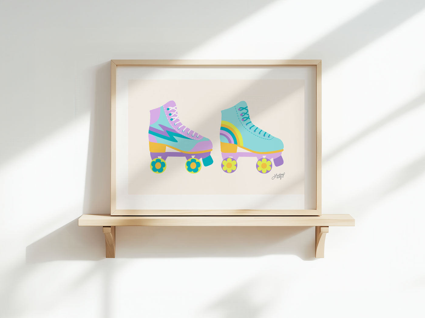 Retro Roller Skates Illustration - Art Print