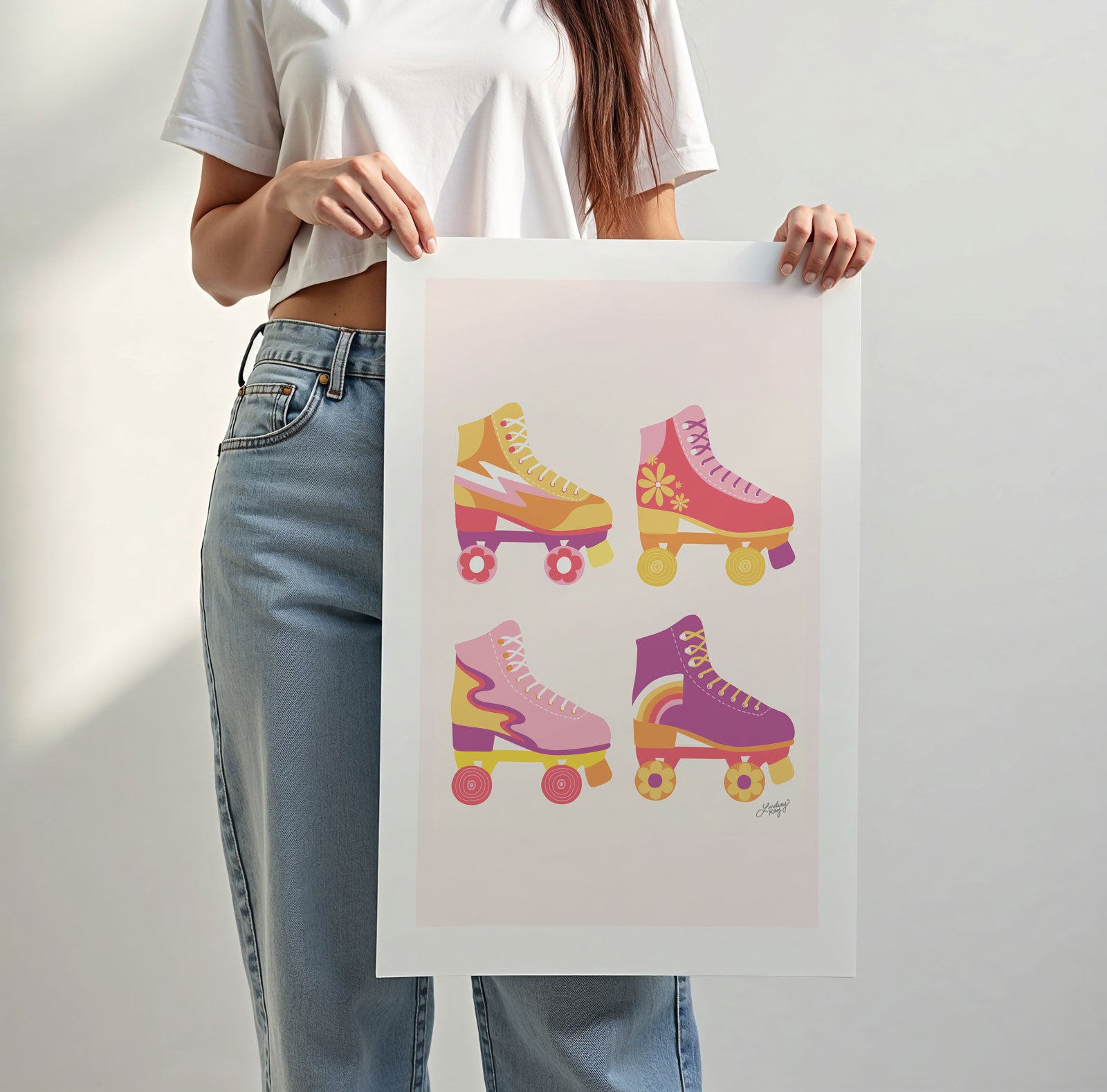 Retro Roller Skates Illustration - Art Print