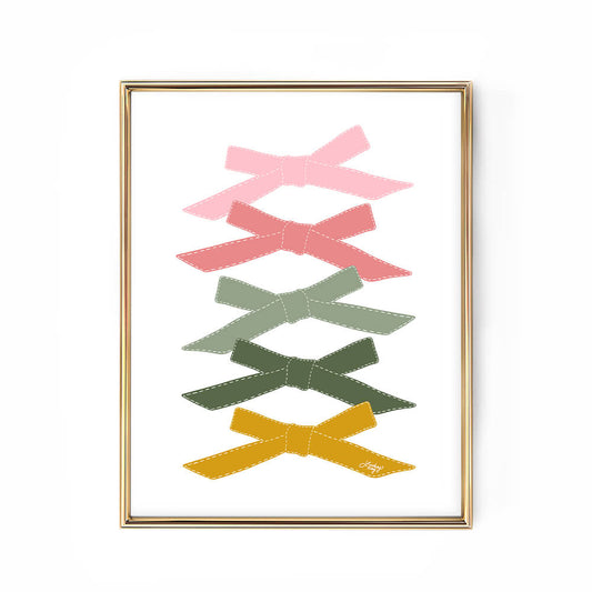 Art print of four hand-drawn ribbon illustrations, printed on enhanced matte paper