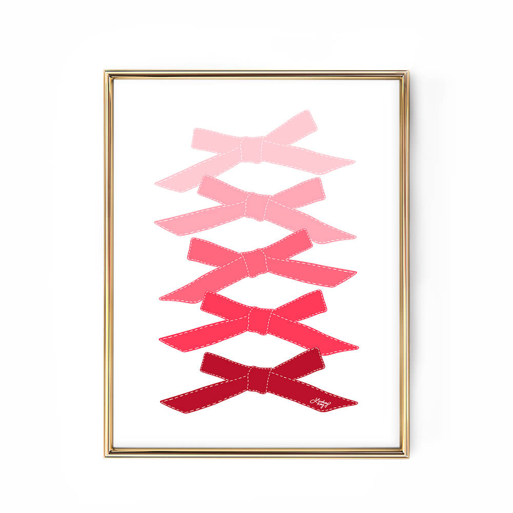 Art print of four hand-drawn ribbon illustrations, printed on enhanced matte paper