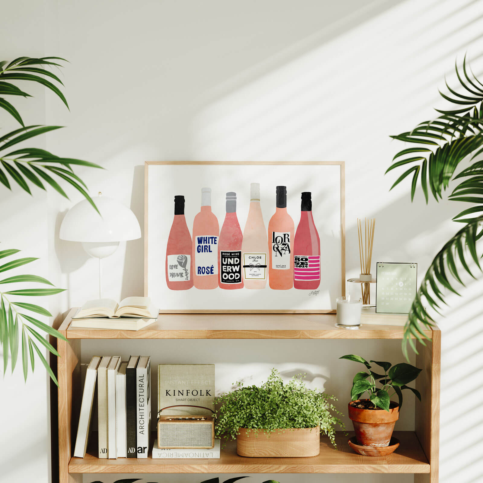 Rose Wine Bottles - Art Print - Lindsey Kay Collective