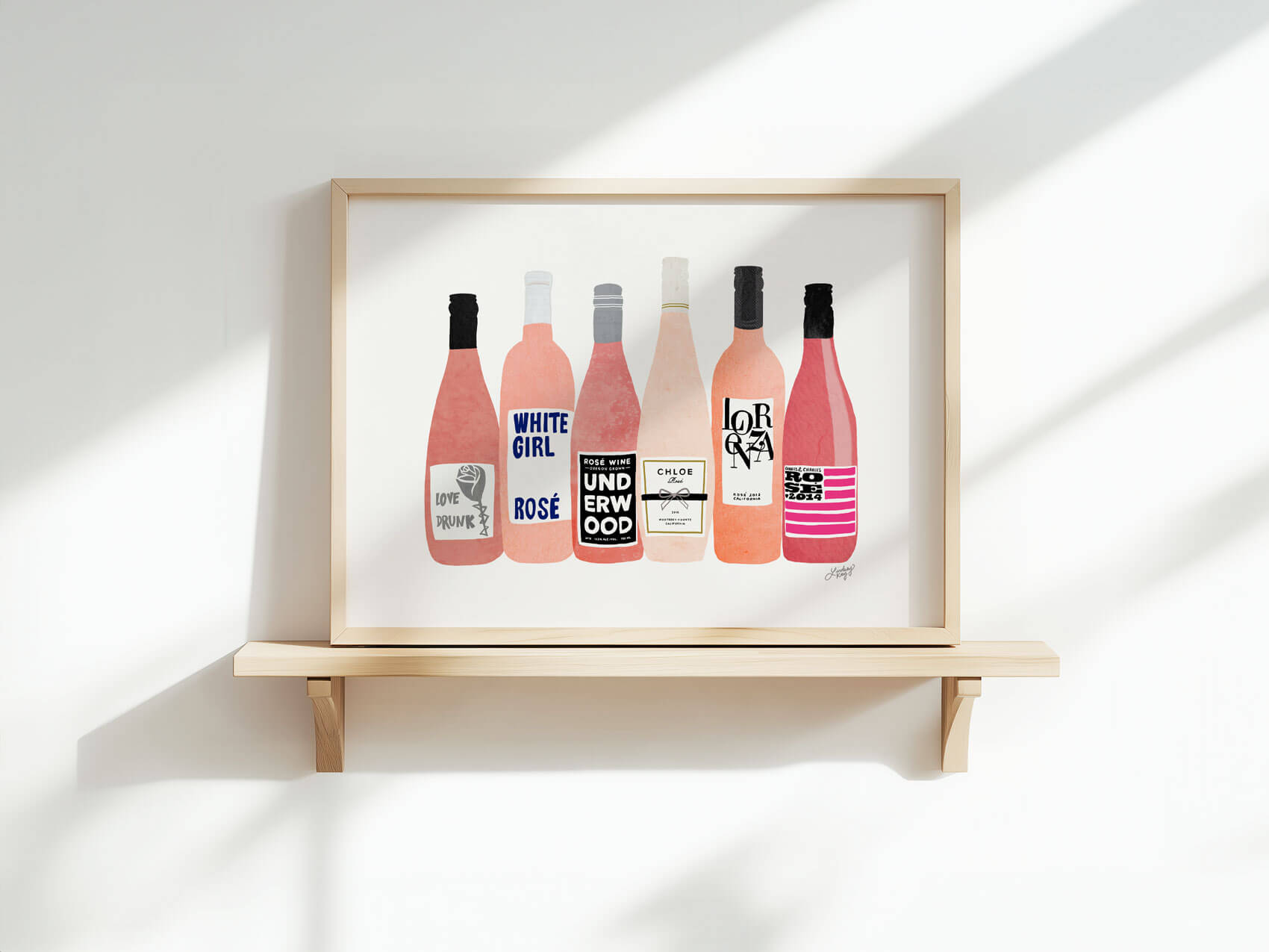 Rose Wine Bottles - Art Print - Lindsey Kay Collective