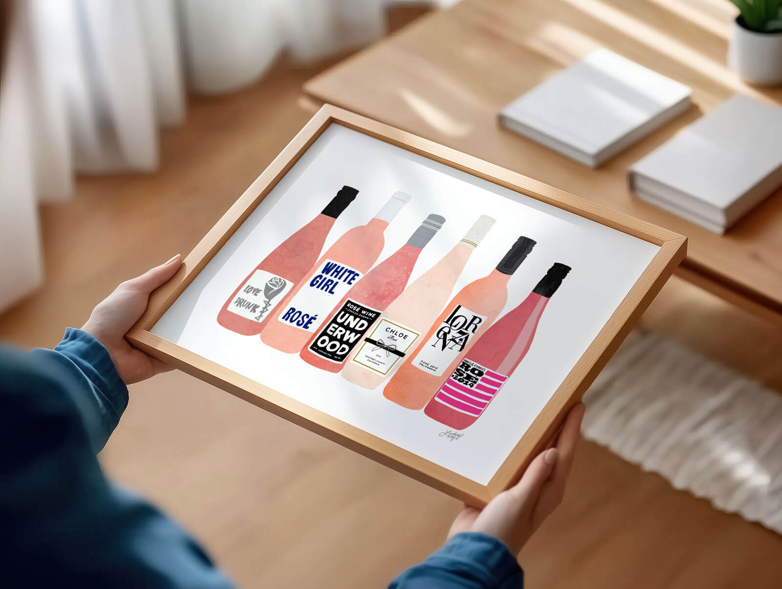 Rose Wine Bottles - Art Print - Lindsey Kay Collective