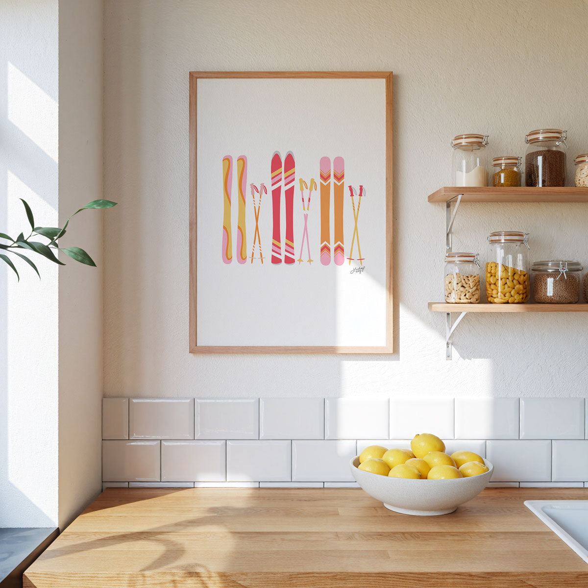 Ilustración de esquí (paleta retro) - Impresión de arte