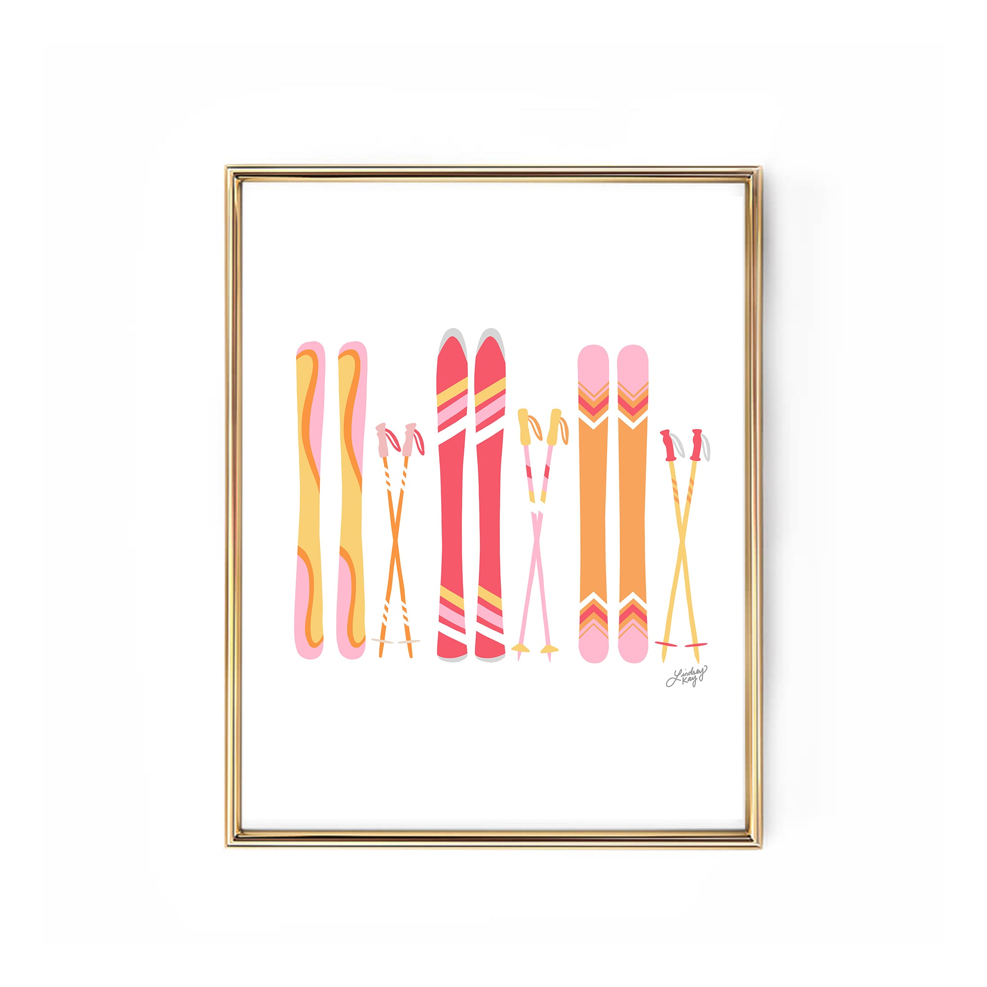 Ilustración de esquí (paleta retro) - Impresión de arte