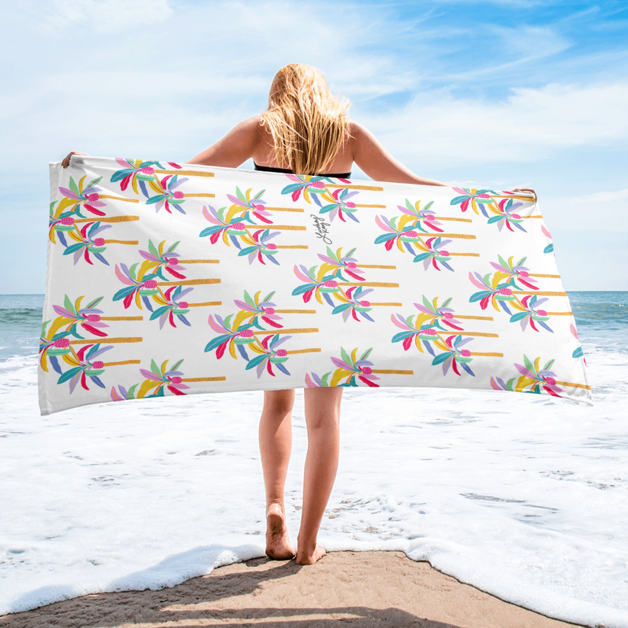 Palm Tree Pattern (Pastel Palette) - Beach Towel