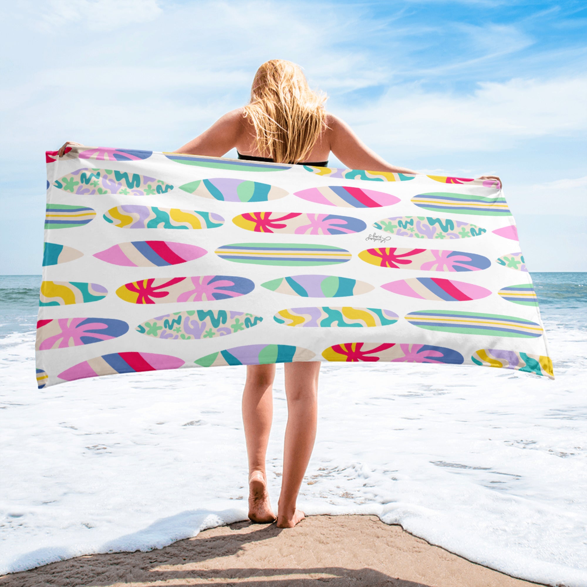 Surf Boards Illustration - Beach Towel