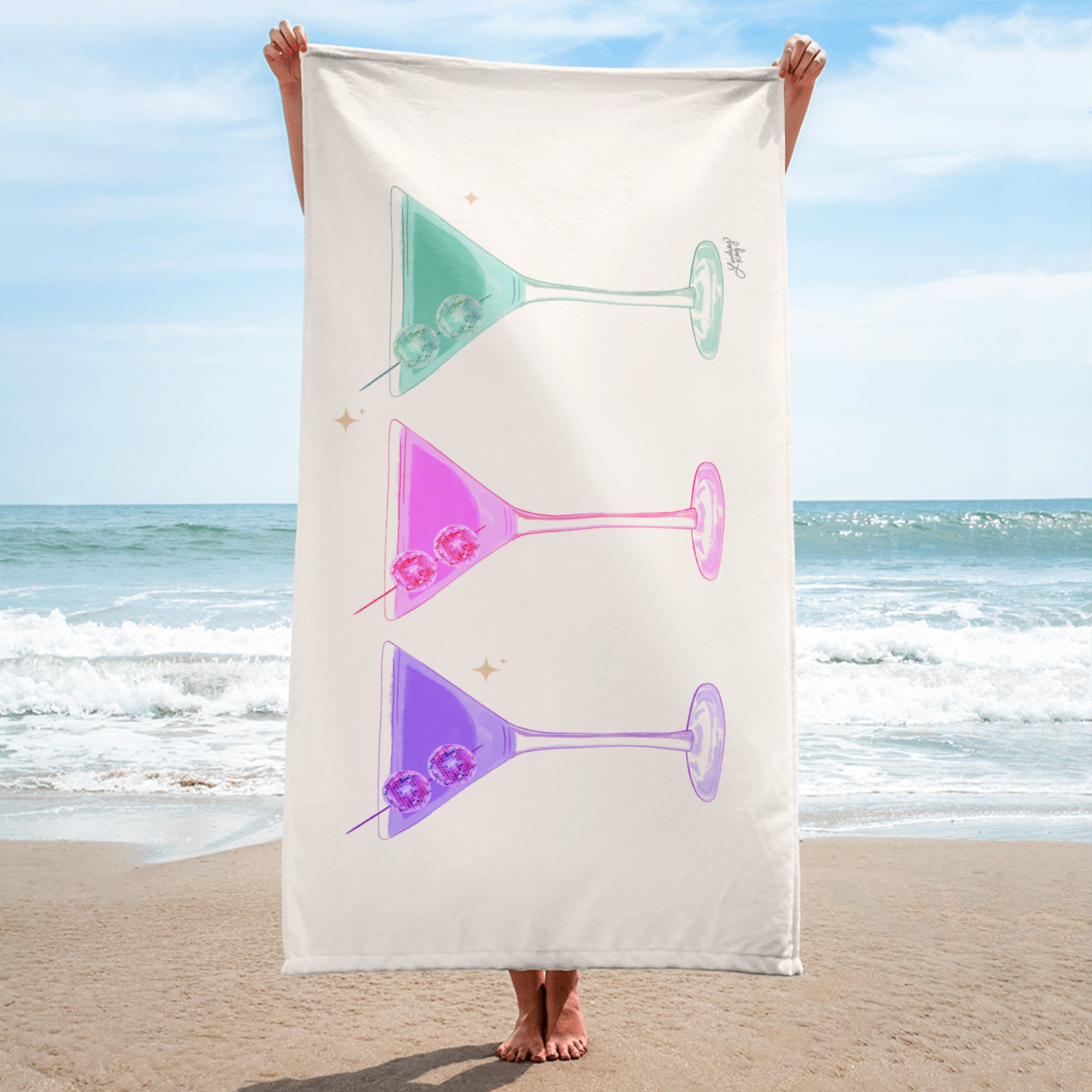 Disco Ball Martini Glasses - Beach Towel