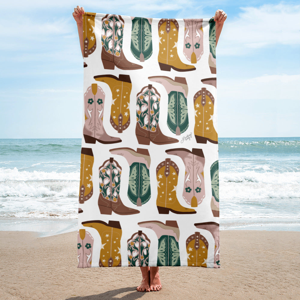 cowboy boots beach towel pool accessories vacaction texas bachelorette-party trendy cute sorority pattern