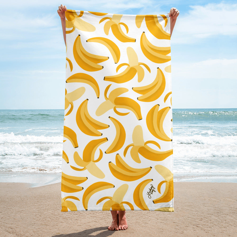 banana pattern beach towel pool accessories fruit yellow lindsey kay collective