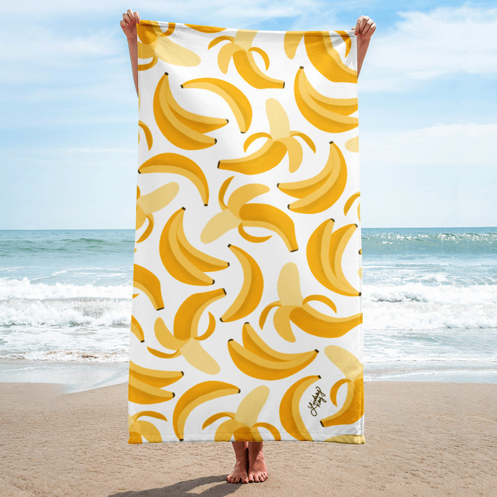 banana pattern beach towel pool accessories fruit yellow lindsey kay collective