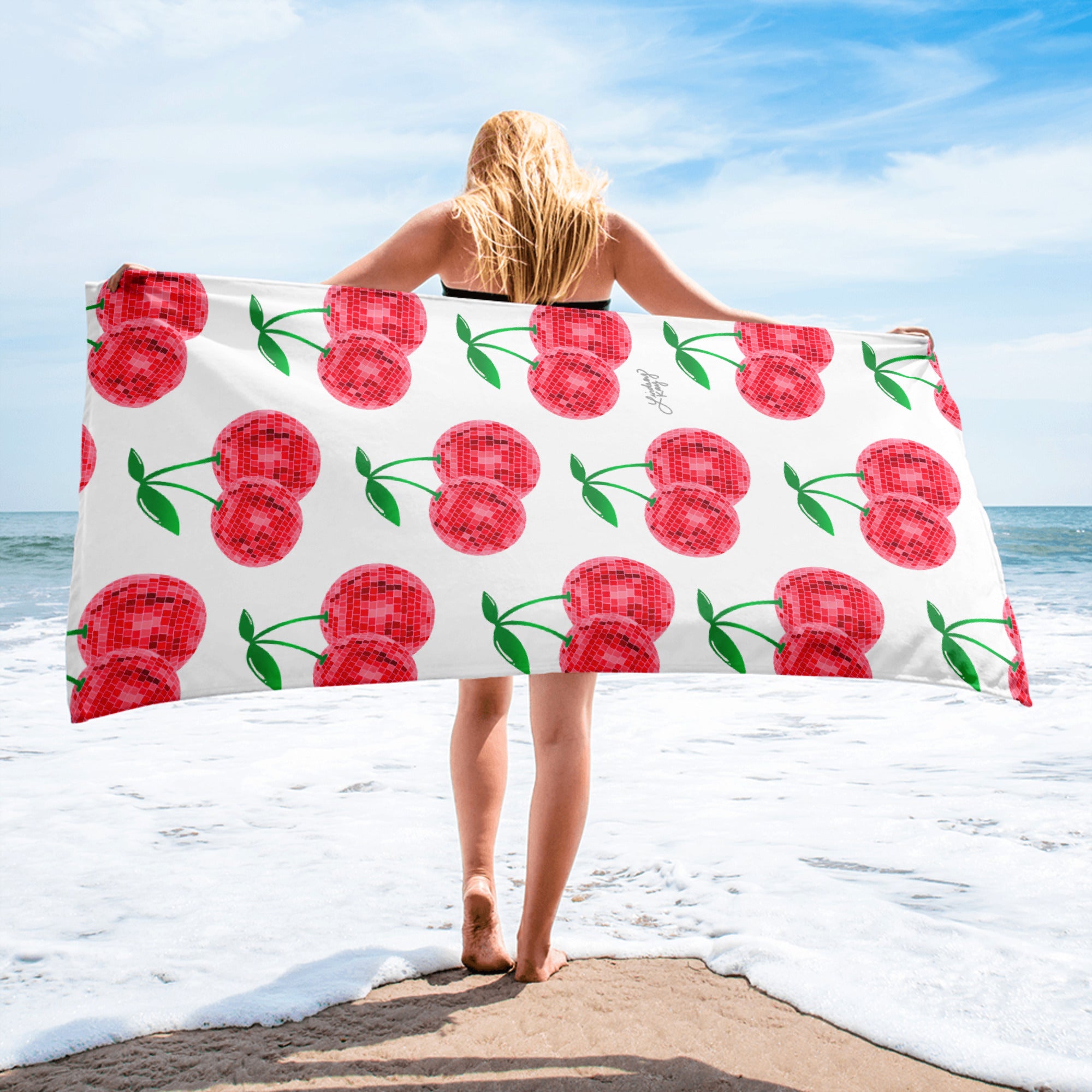 Red Disco Ball Cherries - Beach Towel
