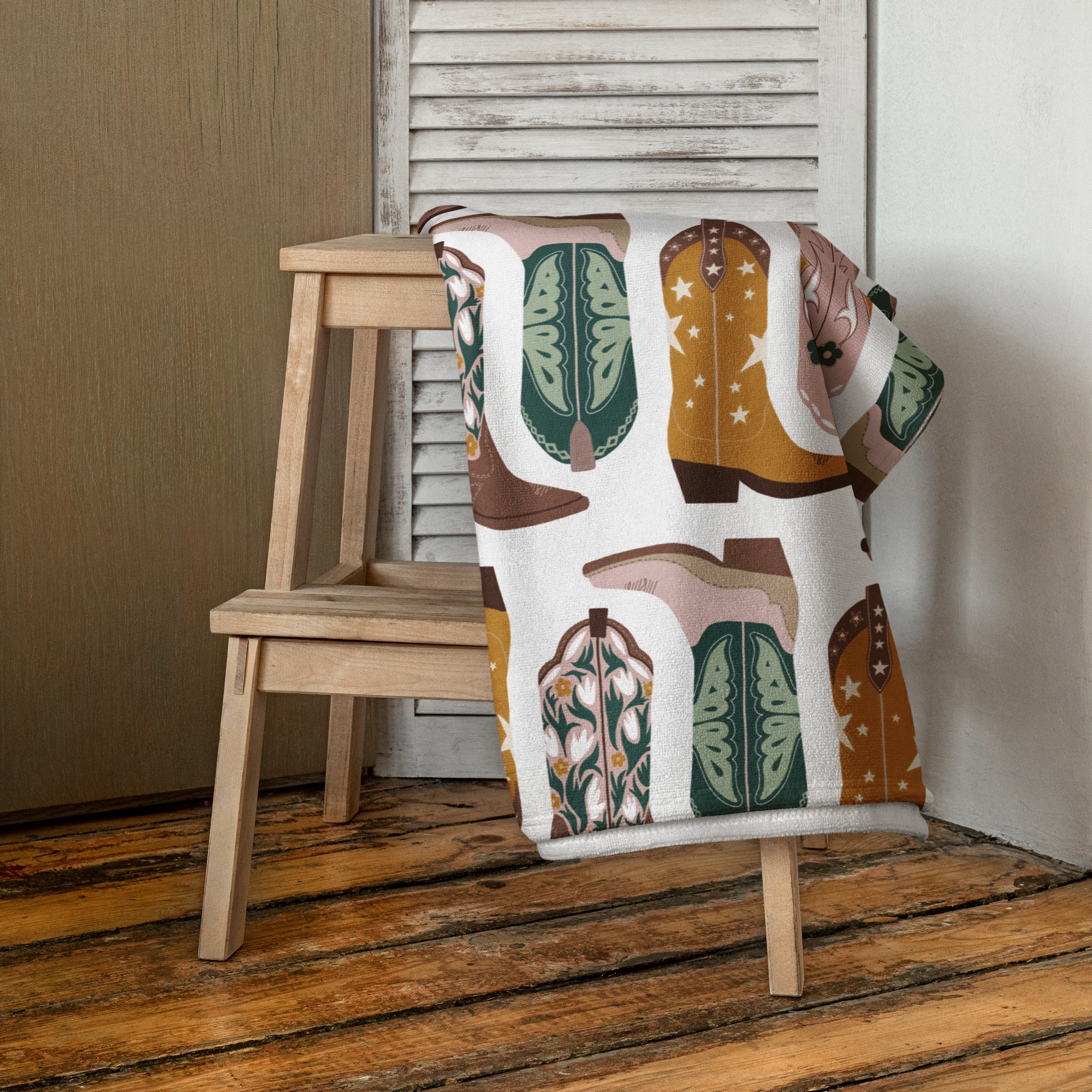 Cowboy Boots Illustration - Beach Towel