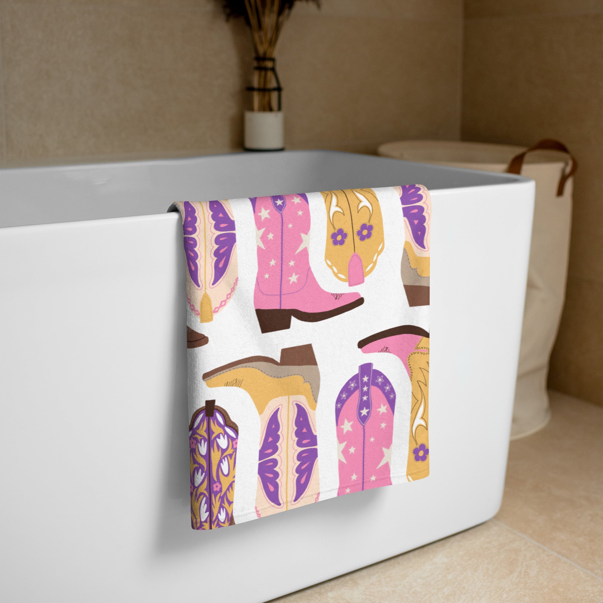 Cowboy Boots Illustration - Beach Towel