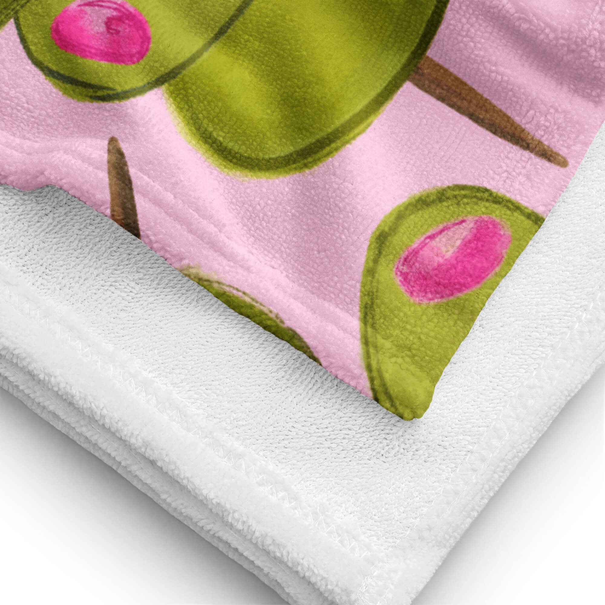 Green and Pink Olives - Beach Towel
