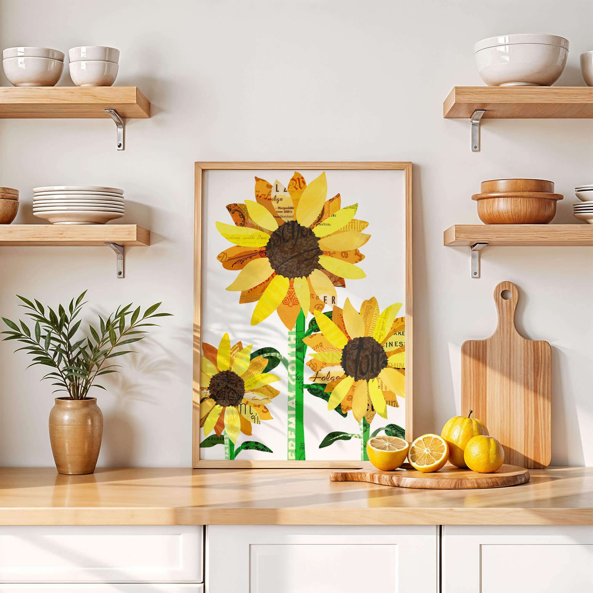 Collage de girasol - Impresión de arte