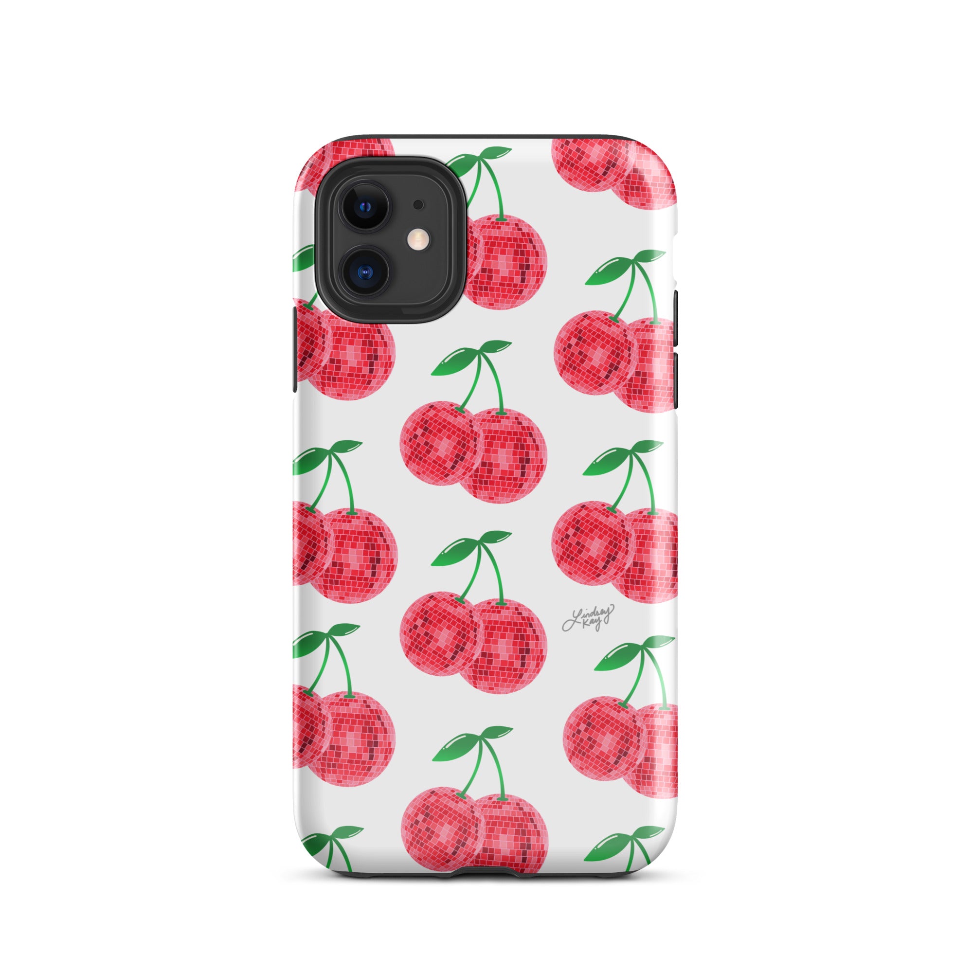 Patrón de cerezas disco rojas - Funda resistente para iPhone®