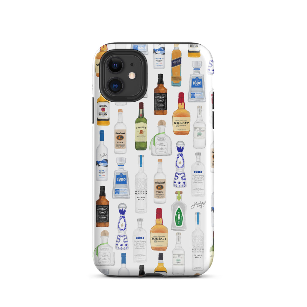 Boozy Bottles Illustration Pattern - Tough Case for iPhone®
