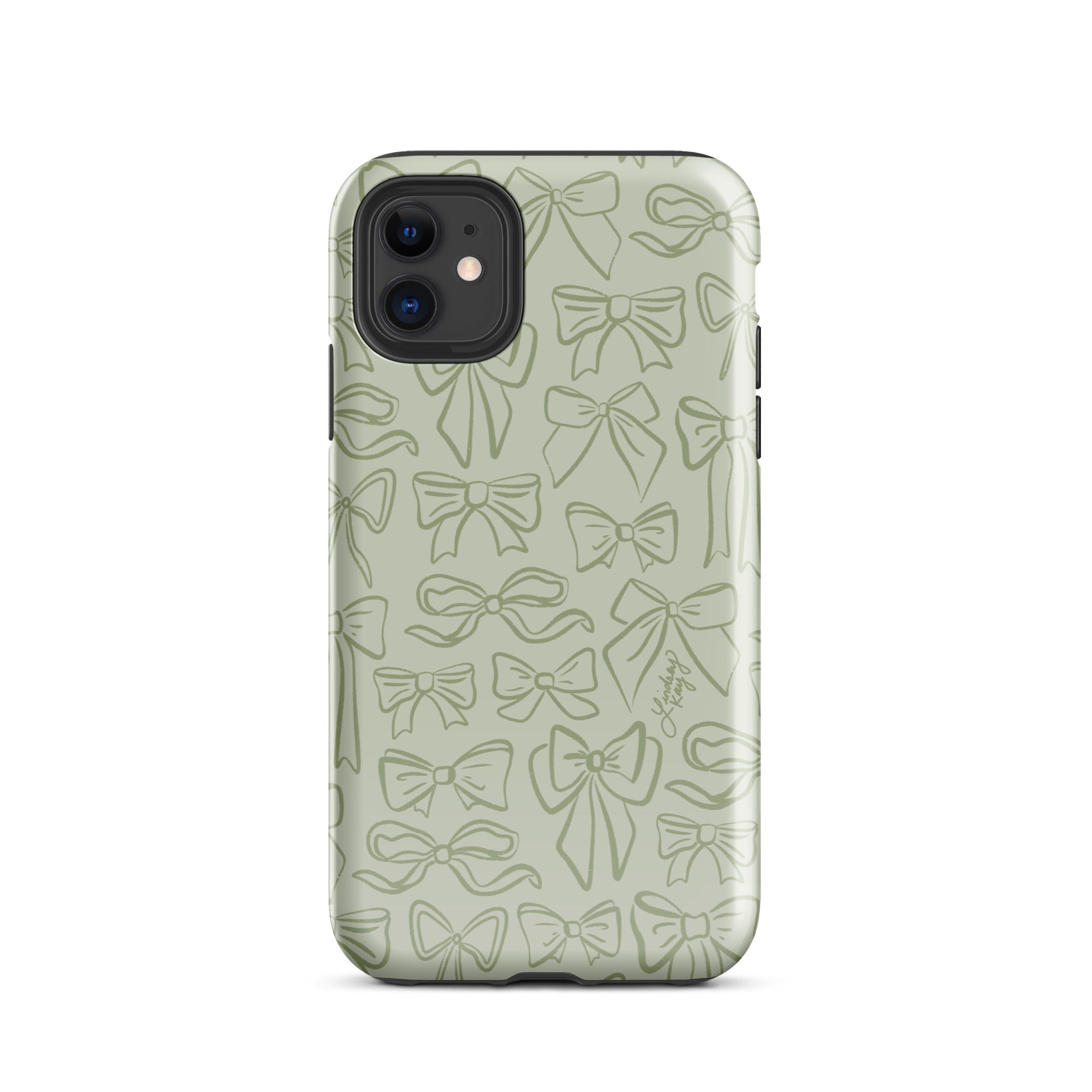 ribbon illustration pattern drawing tough shock-proof iphone phone case mobile accessories cute coquette lindsey kay collective trendy preppy accessories girly pistachio green