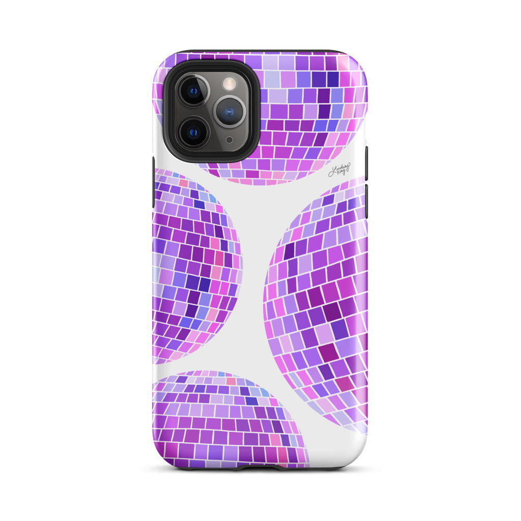 Illustration de boules disco violettes - Coque rigide pour iPhone®