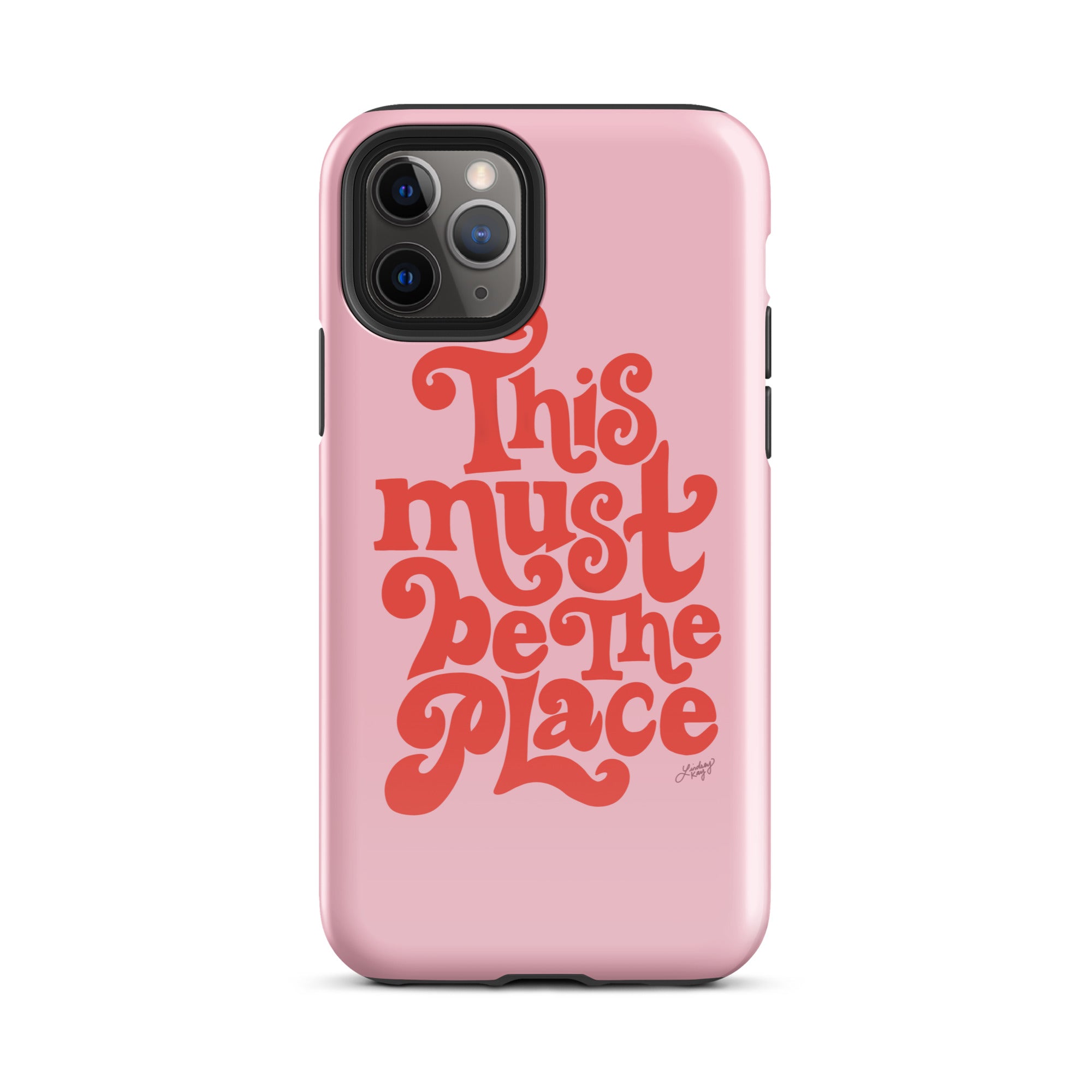 pink red lettering this must be the place talking heads lyrics iphone 15 case cover mobile phone accessories trendy cute lindsey kay collective