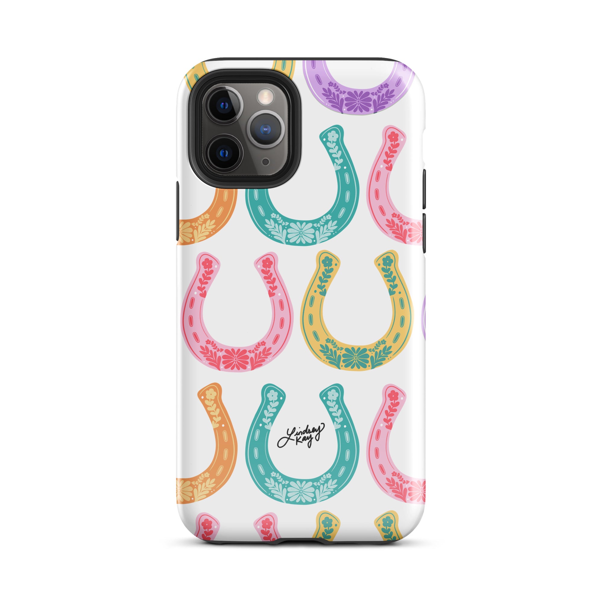horseshoe colorful illustration pattern floral western cowgirl cowboy iphone iphone-15 phone case cover clear lindsey kay collective