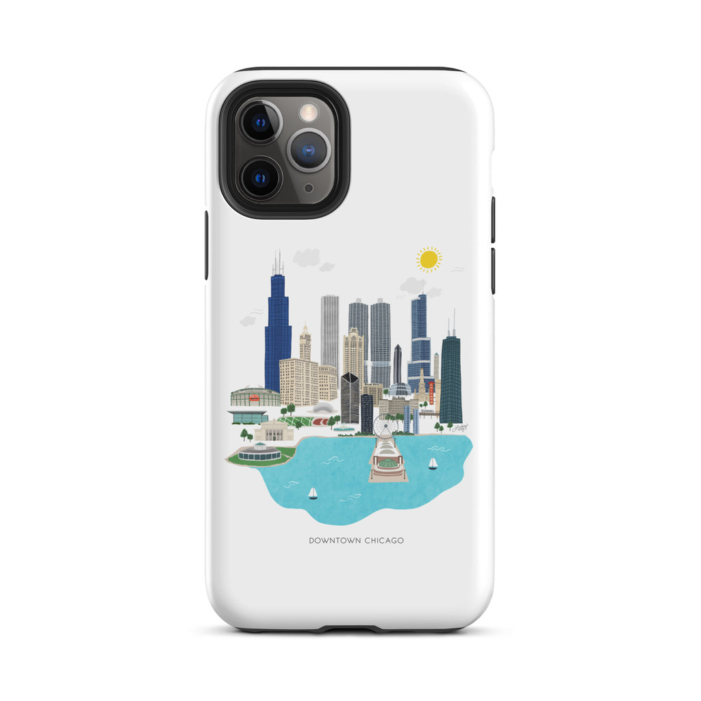 Ilustración del horizonte de Chicago - Funda resistente para iPhone®