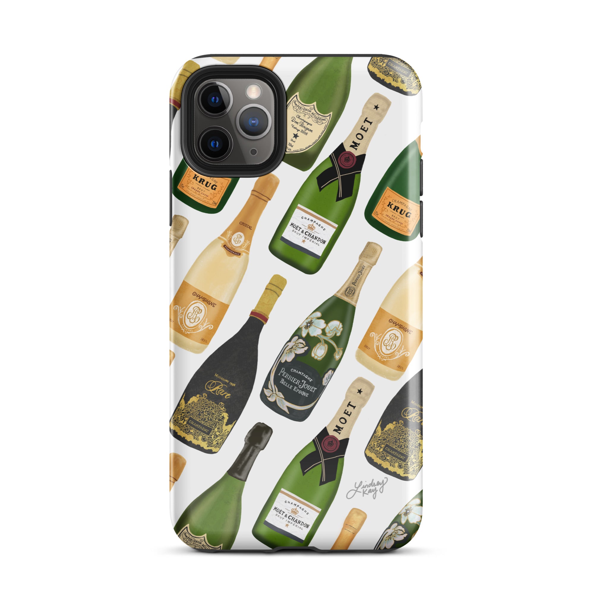 champagne bottles illustration pattern green alcohol pop fizzle click wine bottles iphone tough case cover protector iphone 15 bachelorette gift party favor