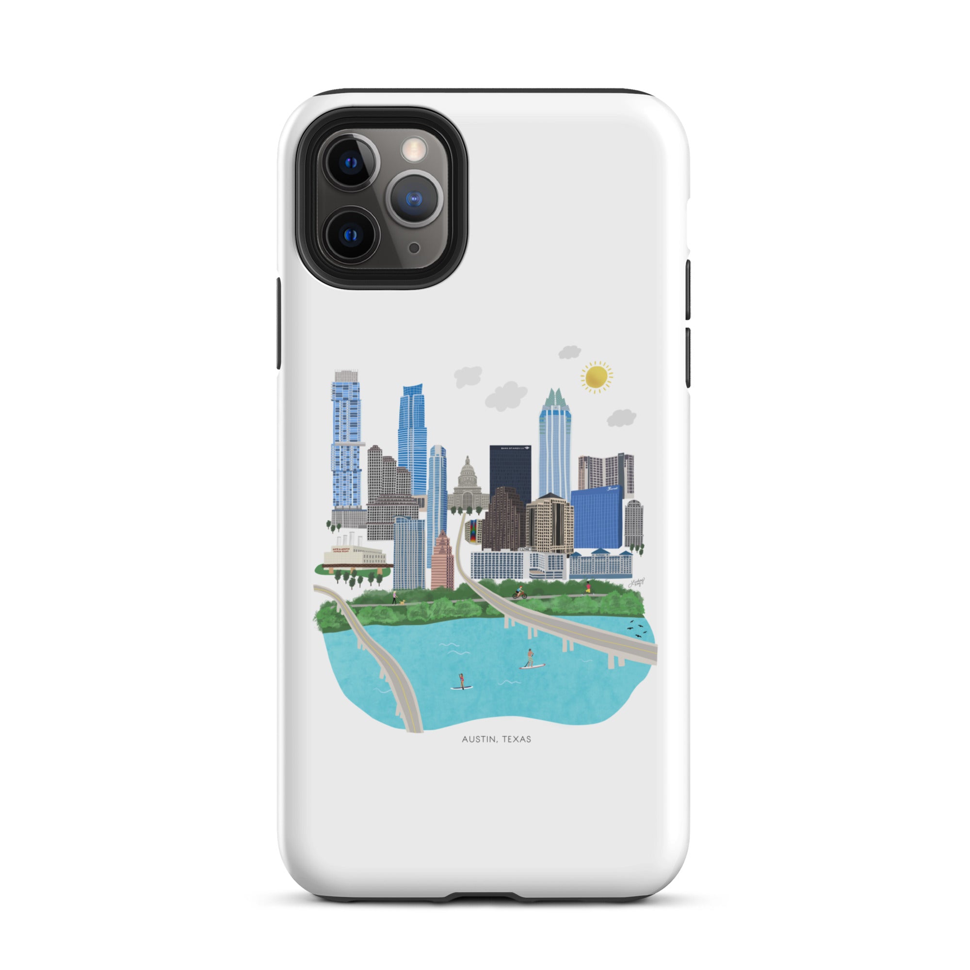 Ilustración del horizonte de Austin, Texas - Funda resistente para iPhone®