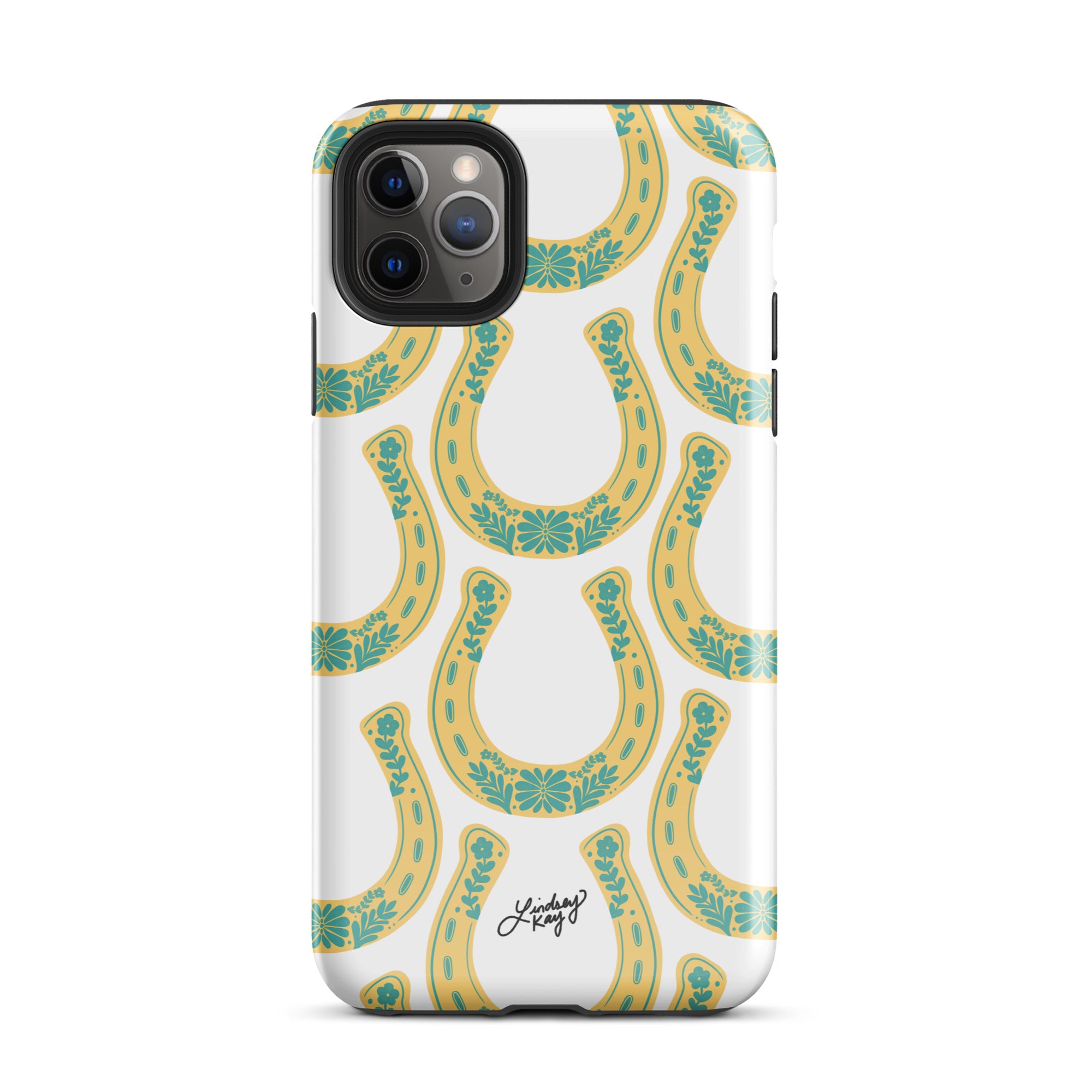 horseshoe yellow turquoise illustration pattern floral western cowgirl cowboy iphone iphone-15 phone case cover clear lindsey kay collective