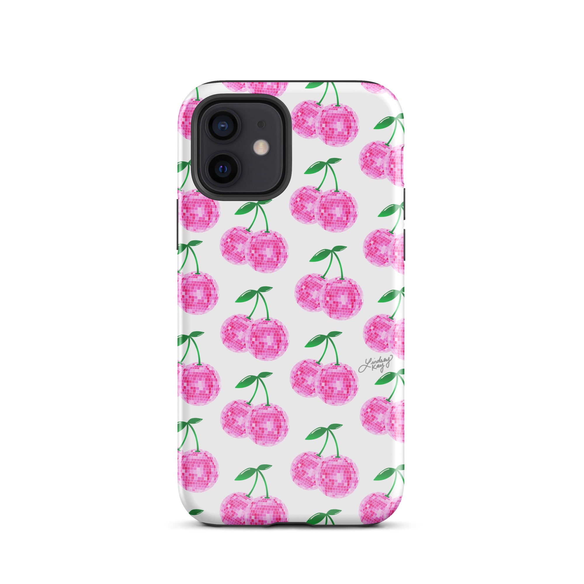 Cerezas de bola de discoteca rosa - Funda resistente para iPhone®