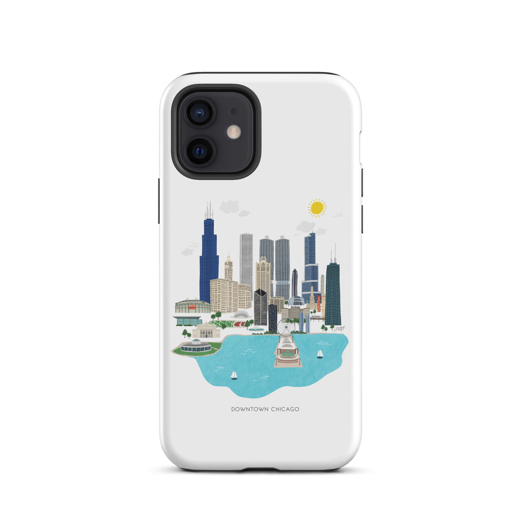 Ilustración del horizonte de Chicago - Funda resistente para iPhone®