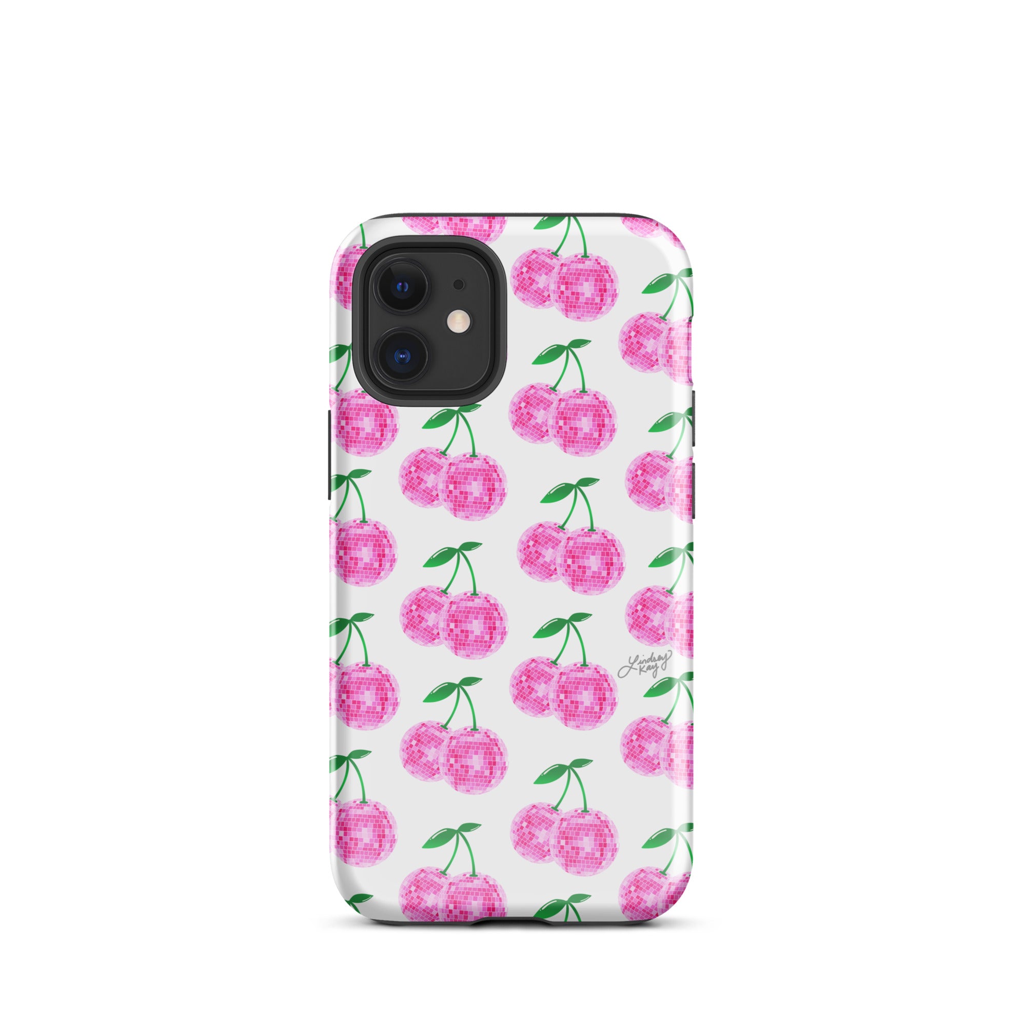 Cerezas de bola de discoteca rosa - Funda resistente para iPhone®
