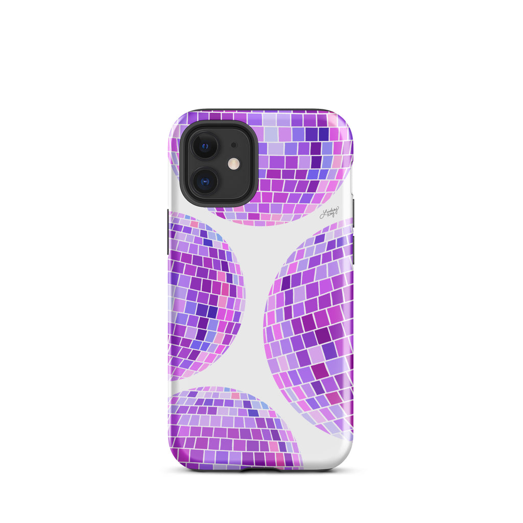 Illustration de boules disco violettes - Coque rigide pour iPhone®