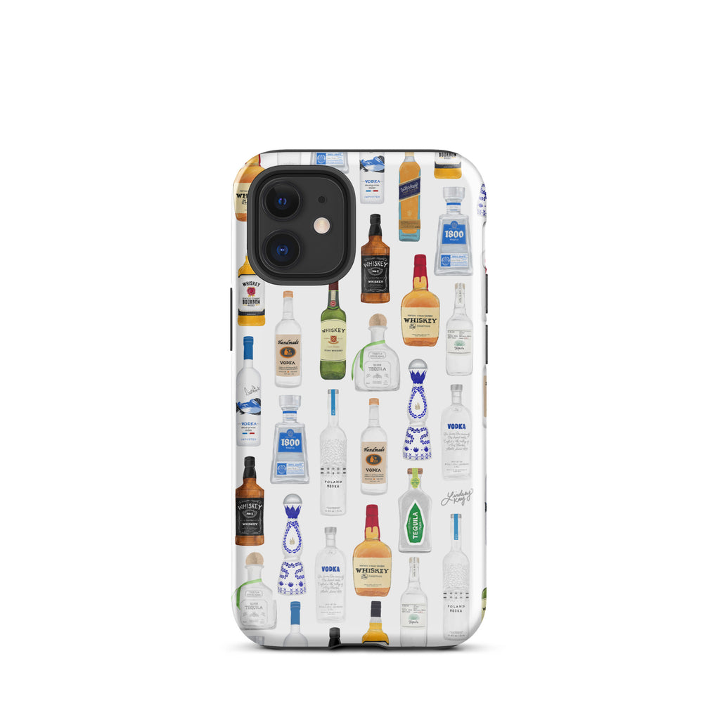 Boozy Bottles Illustration Pattern - Tough Case for iPhone®