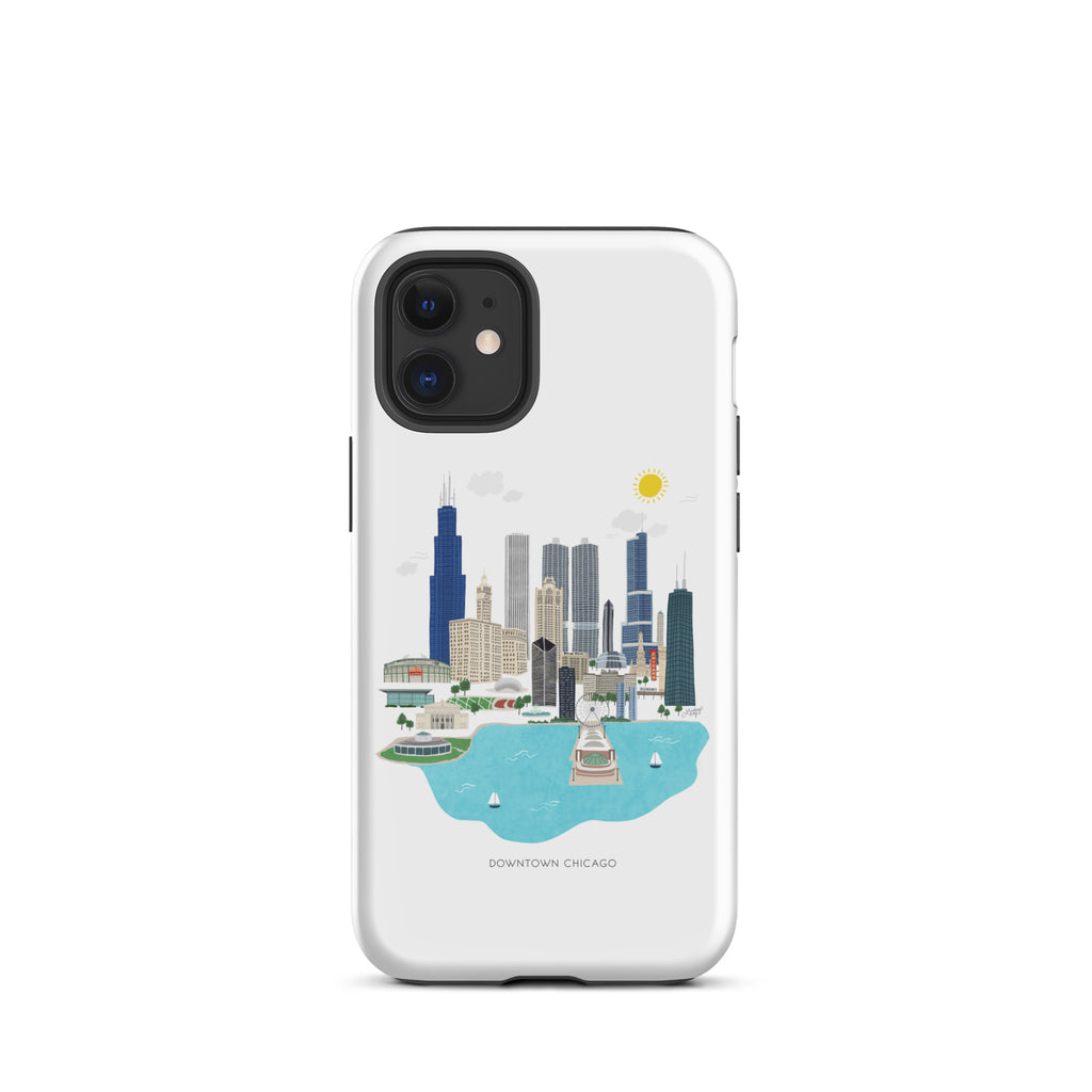 Ilustración del horizonte de Chicago - Funda resistente para iPhone®