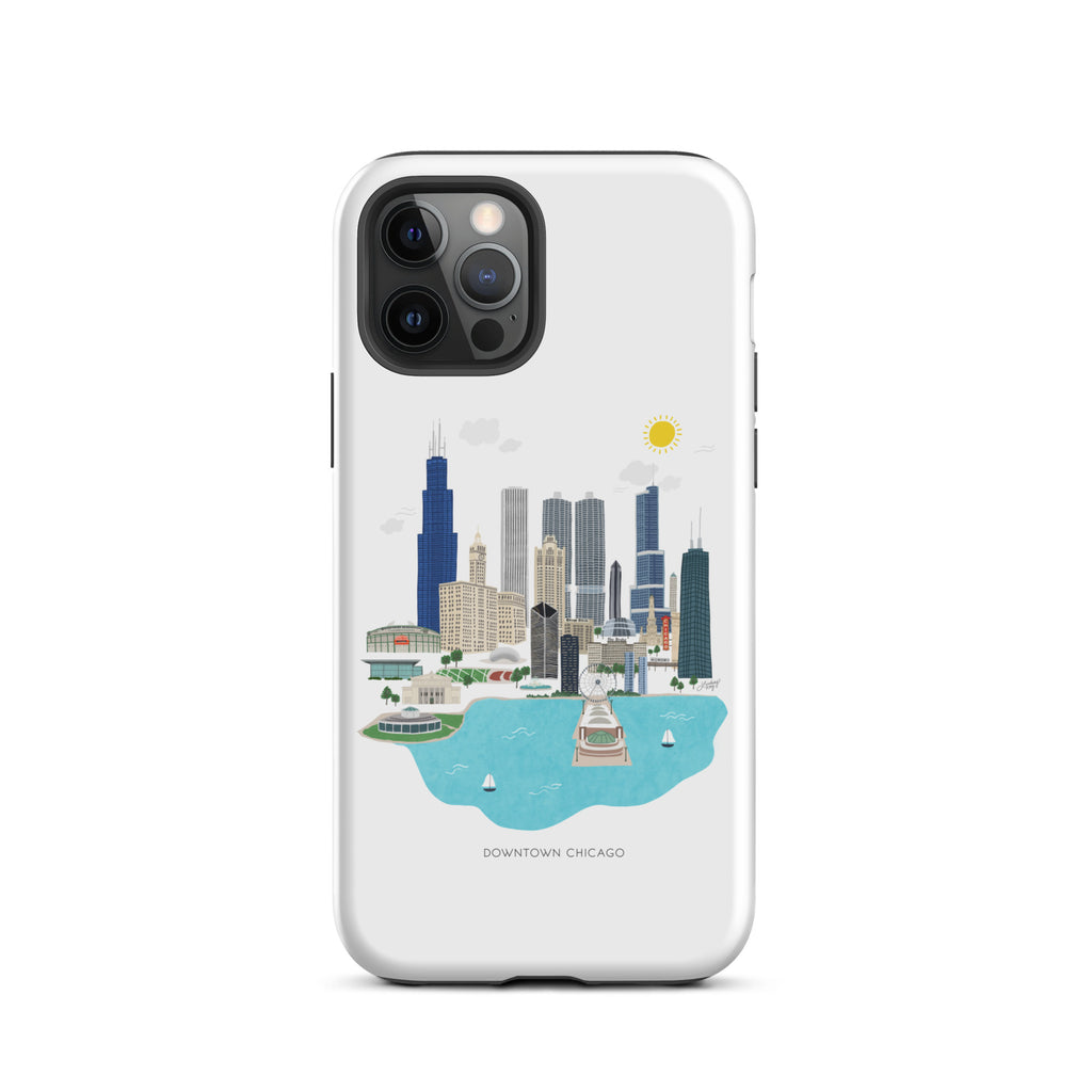 Ilustración del horizonte de Chicago - Funda resistente para iPhone®