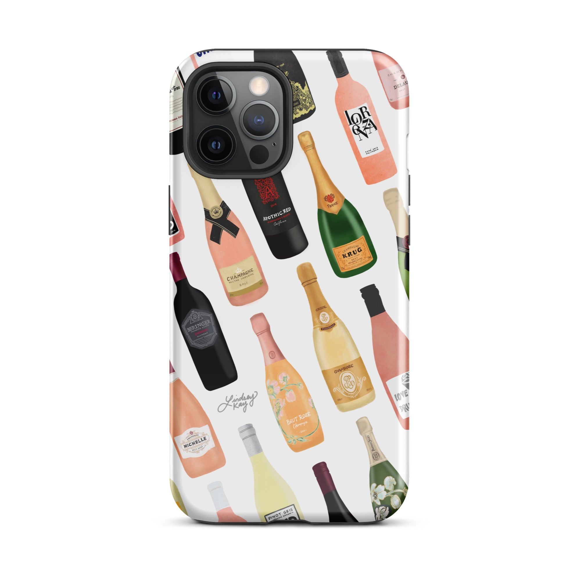 Ilustración de botellas de vino y champán - Funda resistente para iPhone®