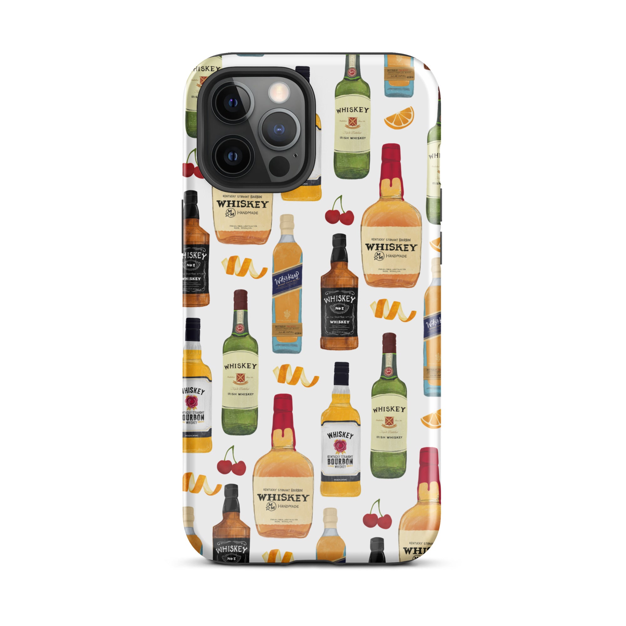 Ilustración de botellas de whisky - Funda resistente para iPhone®