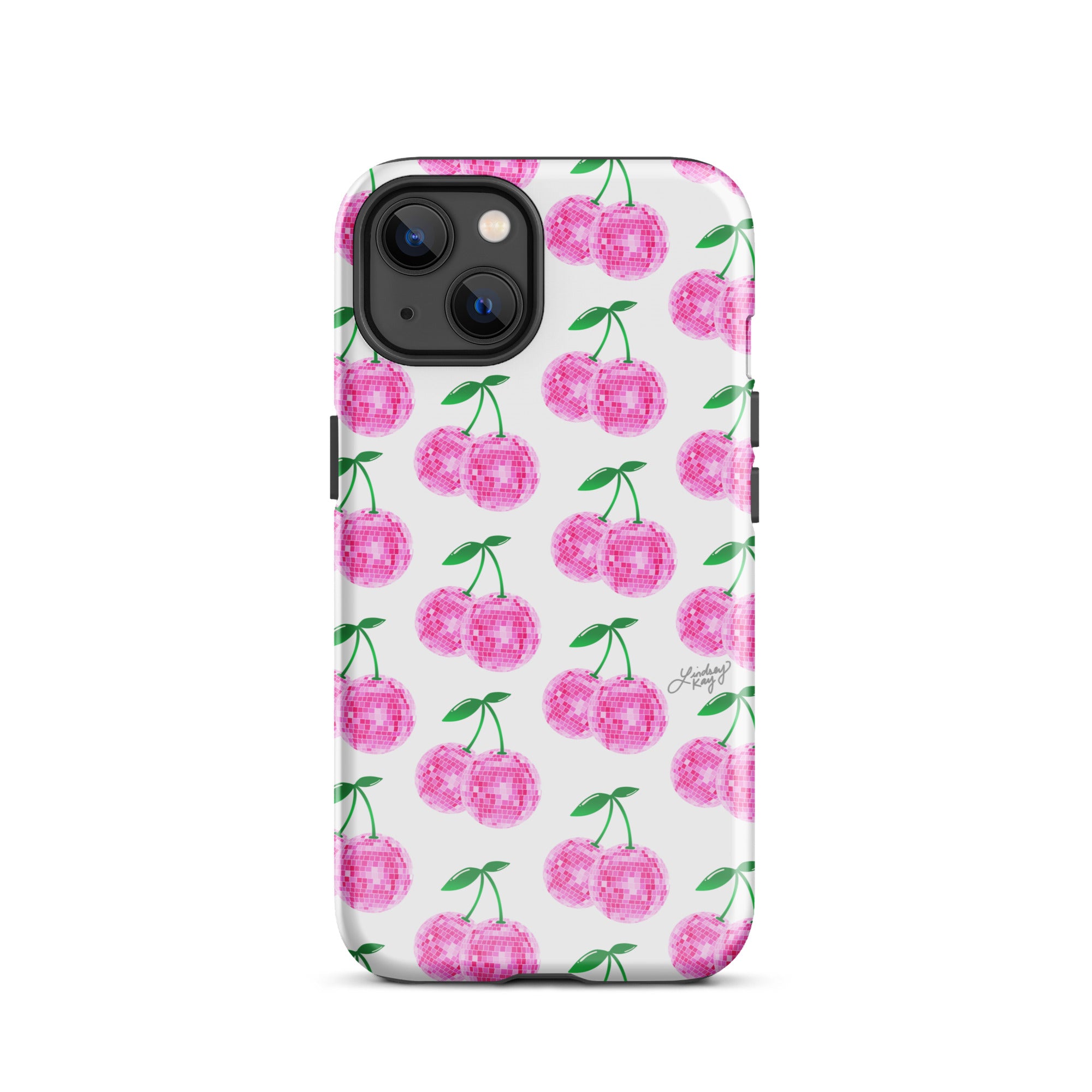 Cerezas de bola de discoteca rosa - Funda resistente para iPhone®